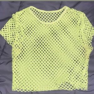 Neon green short sleeve crop top